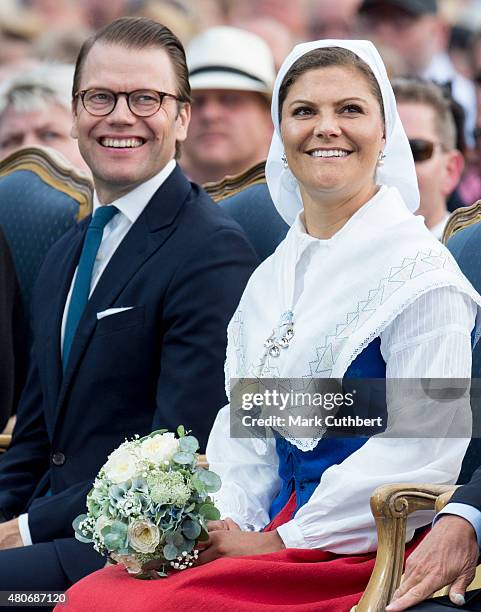 Crown Princess Victoria of Sweden and Prince Daniel, Duke of Vastergotland attend a concert at the 38th birthday celebrations for Crown Princess...