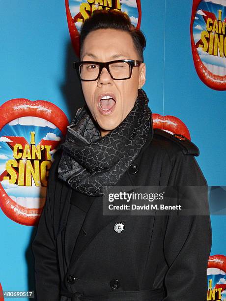 Gok Wan arrives at the press night performance of "I Can't Sing! The X Factor Musical" at the London Palladium on March 26, 2014 in London, England.
