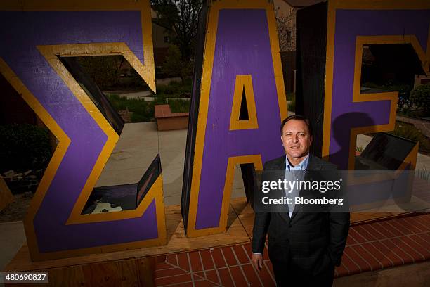 Brad Cohen, national president of Sigma Alpha Epsilon fraternity, stands for a photograph outside the fraternity chapter house at the University of...