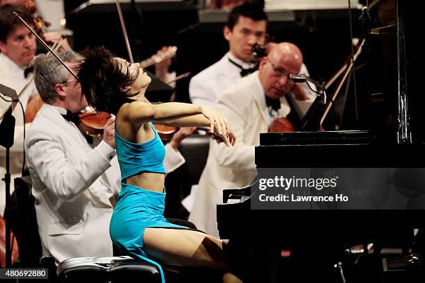 Pianist Yuja Wang is photographed for Los Angeles Times on July 7, 2014 in Los Angeles, California. PUBLISHED IMAGE. CREDIT MUST READ: Lawrence...