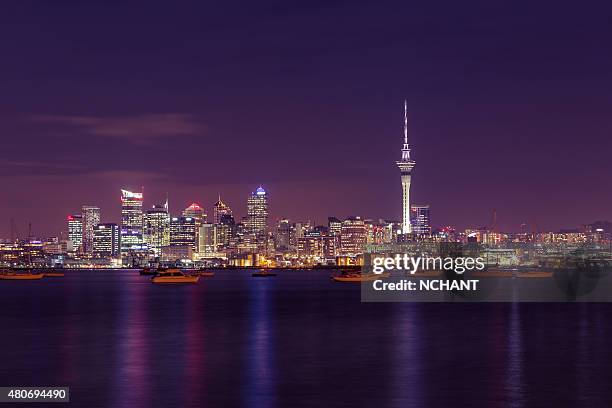 auckland city at night - opening night of bright star arrivals stockfoto's en -beelden