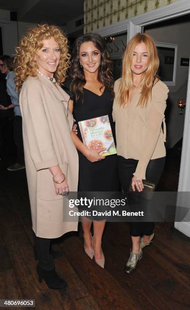 Kelly Hoppen, Natasha Corrett and Sienna Miller attend the launch of Natasha Corrett and Vicki Edgson's new book "Honestly Healthy For Life" at...