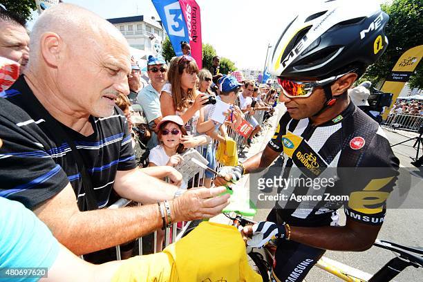 Merhawi Kudus Ghebremedhin of Team MTN-Qhubeka competes during Stage Ten of the Tour de France on Tuesday 14 July 2015, La Pierre Saint Martin,...
