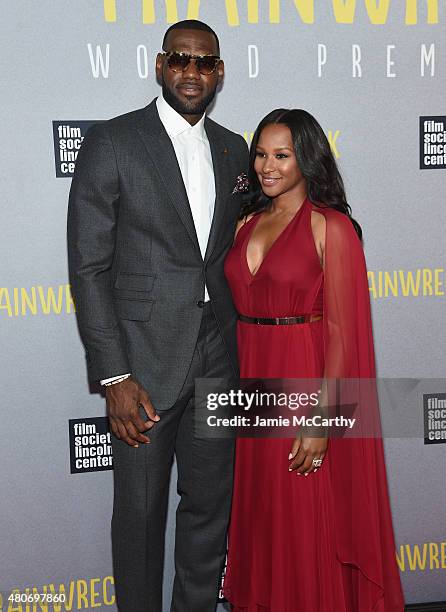Player LeBron James and wife Savannah Brinson attend the "Trainwreck" New York Premiere at Alice Tully Hall on July 14, 2015 in New York City.