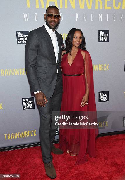 Player LeBron James and wife Savannah Brinson attend the "Trainwreck" New York Premiere at Alice Tully Hall on July 14, 2015 in New York City.