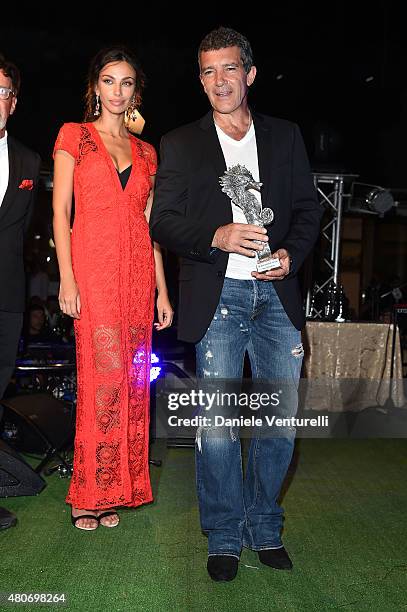 Maddalina Ghenea and Antonio Banderas attend 2015 Ischia Global Film & Music Fest Day 2 on July 14, 2015 in Ischia, Italy.