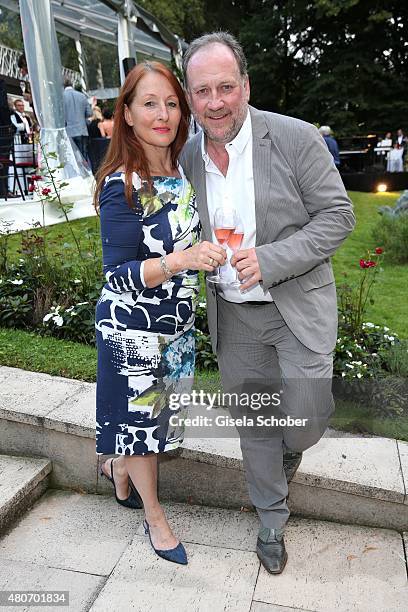 Birgitt Wolff and her partner Harold Faltermeyer during the 'Winning by Giving' charity by Hadassah Medical Center on July 14, 2015 in Munich,...