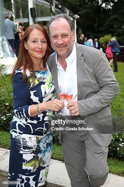 Birgitt Wolff and her partner Harold Faltermeyer during the 'Winning by Giving' charity by Hadassah Medical Center on July 14, 2015 in Munich,...