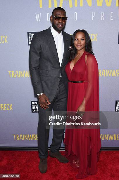 Player LeBron James and wife Savannah Brinson attend the "Trainwreck" New York Premiere at Alice Tully Hall on July 14, 2015 in New York City.