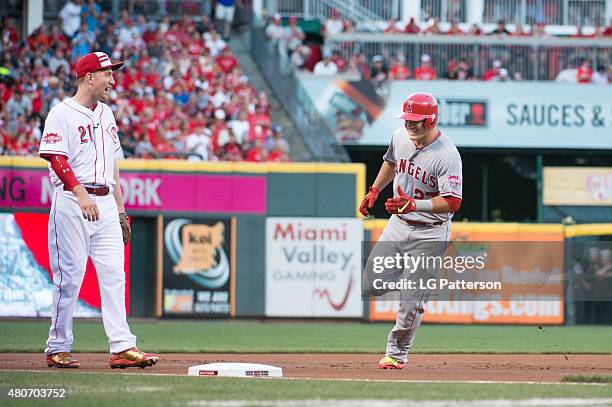 American League All-Star Mike Trout of the Los Angeles Angels of Anaheim rounds the bases after hitting a home run during the 86th MLB All-Star Game...