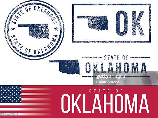 usa rubber stamps - state of oklahoma - oklahoma stock illustrations