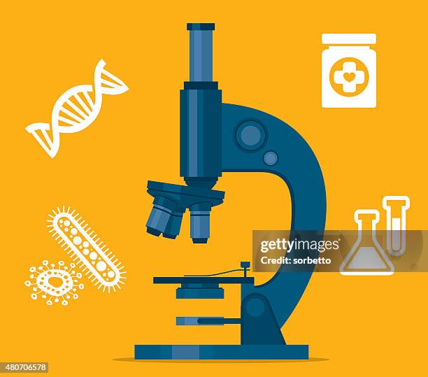 ilustraciones, imágenes clip art, dibujos animados e iconos de stock de microscopio - microscopio