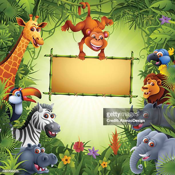 zoo animals - animal themes stock illustrations