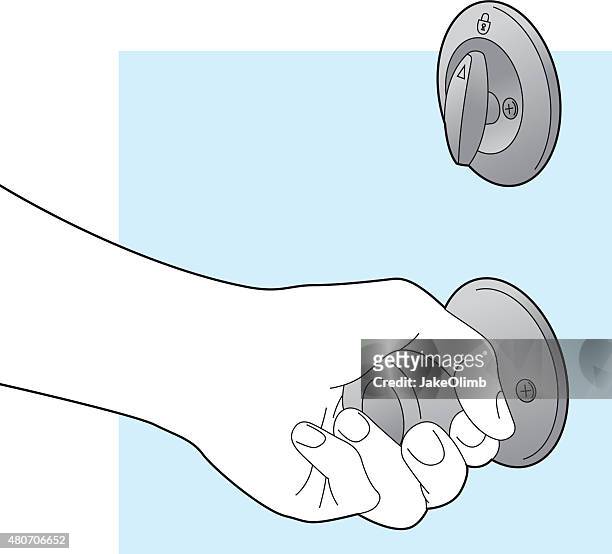 hand holding door knob line art - doorknob stock illustrations