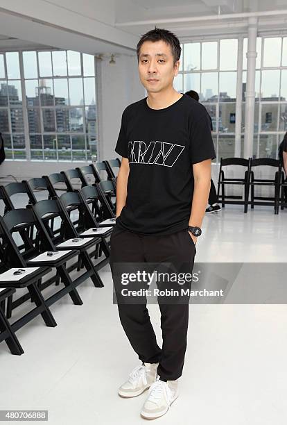Designer Daisuke Obana attends N. Hoolywood during New York Fashion Week: Men's S/S 2016 at Studio 450 on July 14, 2015 in New York City.