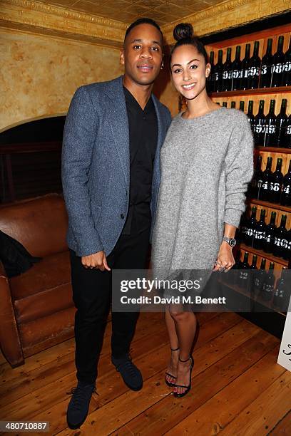 Reggie Yates and Tia Ward attend the Kiehl's private dinner to celebrate Kiehl's most iconic products at Balthazar Restaurant on March 26, 2014 in...