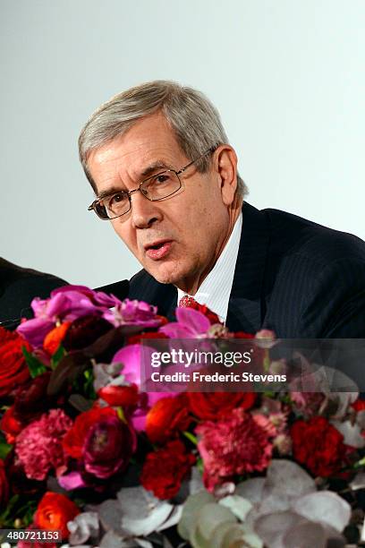 Philippe Varin, chairman of the PSA Peugeot Citroen, attends a news conference on March 26, 2014 in Paris, France. PSA Peugeot Citroen signed a deal...