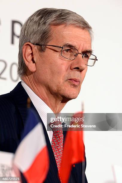 Philippe Varin, chairman of the PSA Peugeot Citroen, attends a news conference on March 26, 2014 in Paris, France. PSA Peugeot Citroen signed a deal...