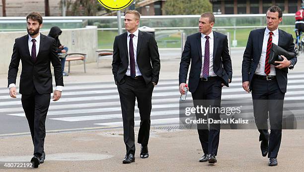 Bernie Vince of the Demons arrives at the memorial for Phil Walsh service at the Adelaide Oval on July 15, 2015 in Adelaide, Australia. The Adelaide...