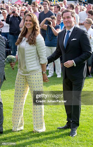 Princess Madeleine of Sweden, and husband Christopher O'Neill attend a Concert, in Borgholm, to celebrate Crown Princess Victoria of Sweden's 38th...