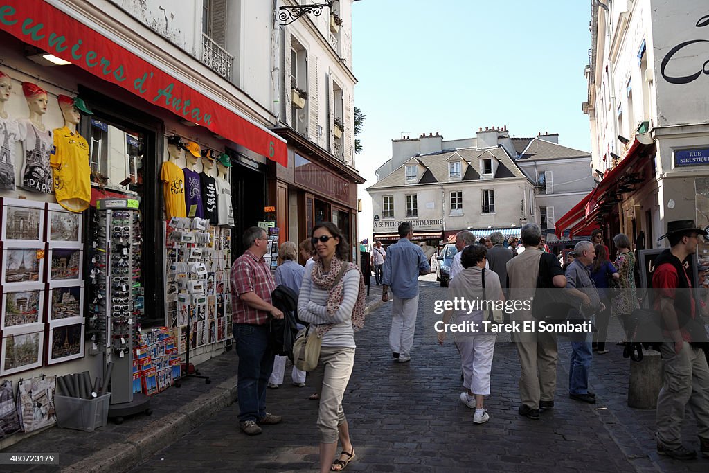 Street life in Montmartre, Paris.