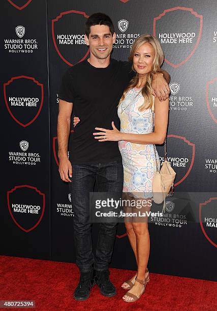 Justin Gaston and Melissa Ordway attend the unveiling of Warner Bros. Studio expansion at Warner Bros. Studios on July 14, 2015 in Burbank,...