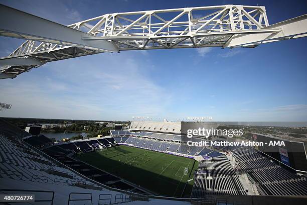 General view of the players of West Bromwich Albion train in the Citrus Bowl Stadium during the West Bromwich Albion US Tour on July 14, 2015 in...