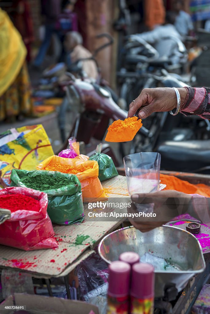 Holi powder for sale in Jaipur, India - V