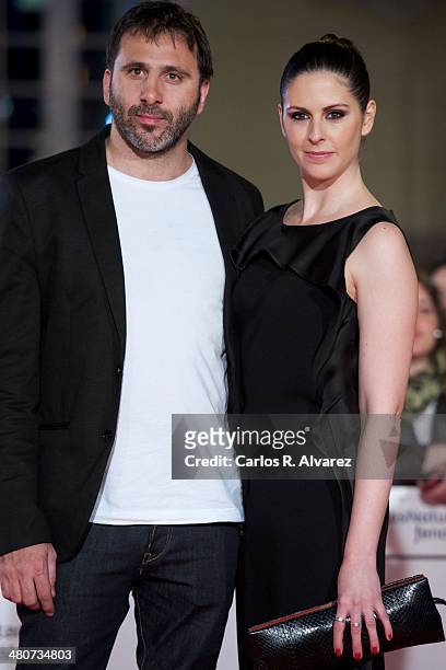 Alejo Flah and Barbara Santa Cruz attend the "Por un Punado de Besos" premiere during the 17th Malaga Film Festival 2014 - Day 6 at the Cervantes...