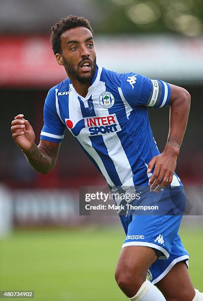 James Perch of Wigan Athletic in action during the pre season friendly between Altrincham and Wigan Athletic at the J Davidson stadium on July 14,...