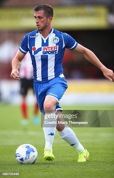 Andrew Taylor of Wigan Athletic in action during the pre season friendly between Altrincham and Wigan Athletic at the J Davidson stadium on July 14,...