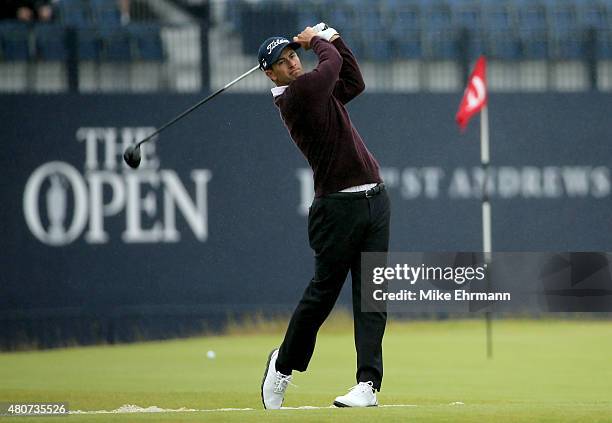 Adam Scott of Australia on the range during practice ahead of the 144th Open Championship at The Old Course on July 15, 2015 in St Andrews, Scotland.