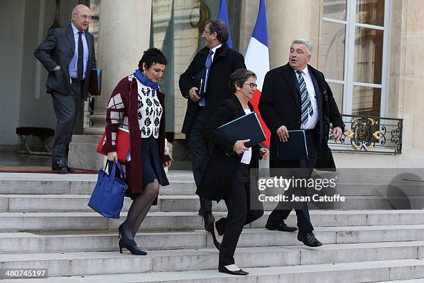 Michel Sapin, french Minister of Labour, Employment and Social Dialogue, Dominique Bertinotti, french Deputy Minister for Family, Francois Lamy,...