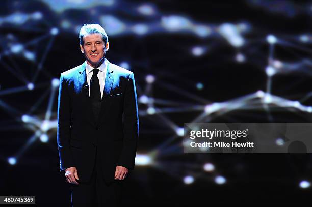 Laureus Academy member Lord Sebastian Coe speaks on stage during the 2014 Laureus World Sports Award show at the Istana Budaya Theatre on March 26,...