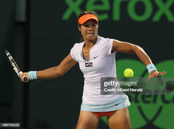 Li Na Ball Li Na of China during action against Denmark's Caroline Wozniacki in ...
