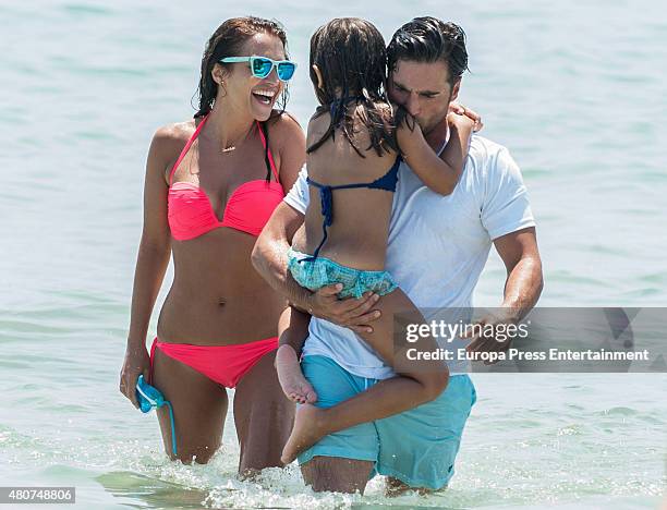 David Bustamante, Paula Echevarria and their daughter Daniela Bustamante are seen on July 14, 2015 in Ibiza, Spain.