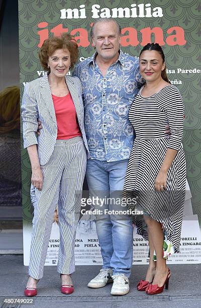 Marisa Paredes, Lluis Homar and Candela Pena attend a photocall for 'Mi Familia Italiana' at Princesa Cinema on July 15, 2015 in Madrid, Spain.