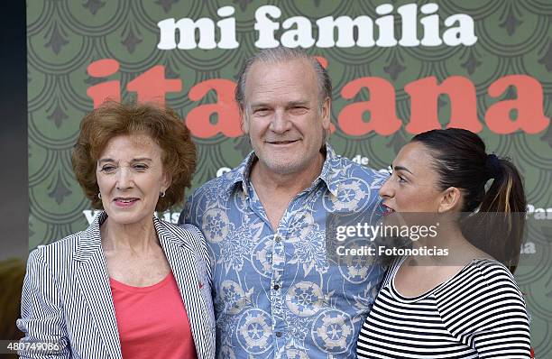 Marisa Paredes, Lluis Homar and Candela Pena attend a photocall for 'Mi Familia Italiana' at Princesa Cinema on July 15, 2015 in Madrid, Spain.