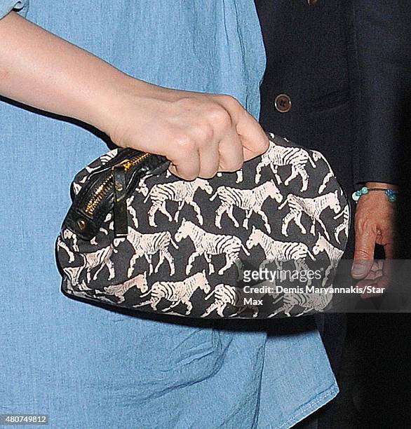Actress Lena Dunham, bag detail, is seen on July 14, 2015 in New York City.