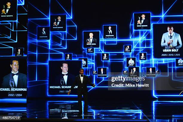 Jamie Foxx speaks on stage during the 2014 Laureus World Sports Award show at the Istana Budaya Theatre on March 26, 2014 in Kuala Lumpur, Malaysia.