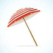 Vector Beach Umbrella Red and White
