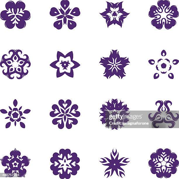 simple flower icon set - sagebrush icon stock illustrations