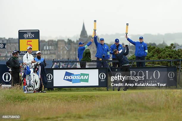 Anirban Lahiri of India pictured during the practice round ahead of The 144th Open Championship at The Old Course on July 15, 2015 in St Andrews,...