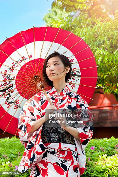 woman with kimono in tokyo, japan - yukata bildbanksfoton och bilder