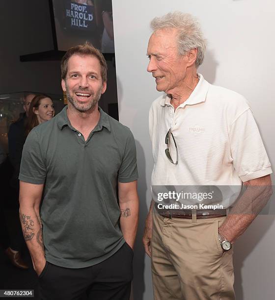 Director Zack Snyder and Clint Eastwood attend the Warner Bros. Studio Tour Hollywood Expansion Official Unveiling, Stage 48: Script To Screen at...