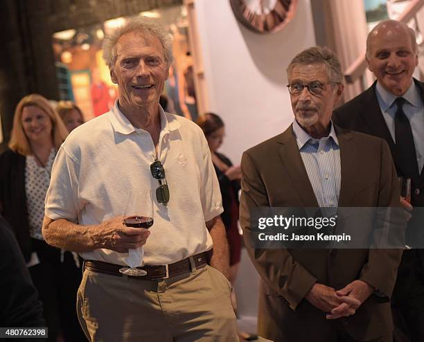 Clint Eastwood and former Warner Bros. Chairman & CEO Barry Meyer attend the Warner Bros. Studio Tour Hollywood Expansion Official Unveiling, Stage...