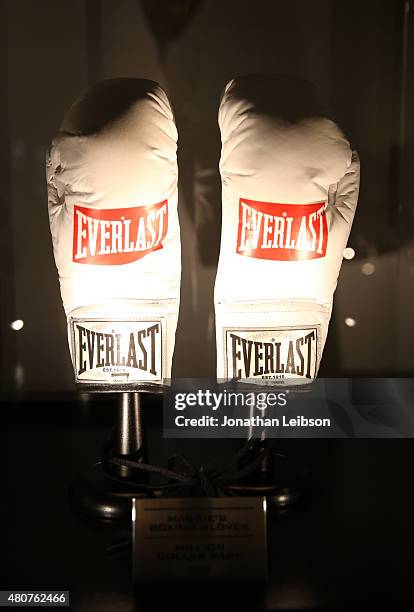 Million Dollar Baby" boxing gloves seen at the Warner Bros. Studio Tour Hollywood Expansion Official Unveiling, Stage 48: Script To Screen at Warner...