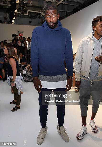 Player Amar'e Stoudemire attends the John Elliott + CO Show during New York Fashion Week: Men's S/S 2016 at Skylight Clarkson Sq on July 15, 2015 in...