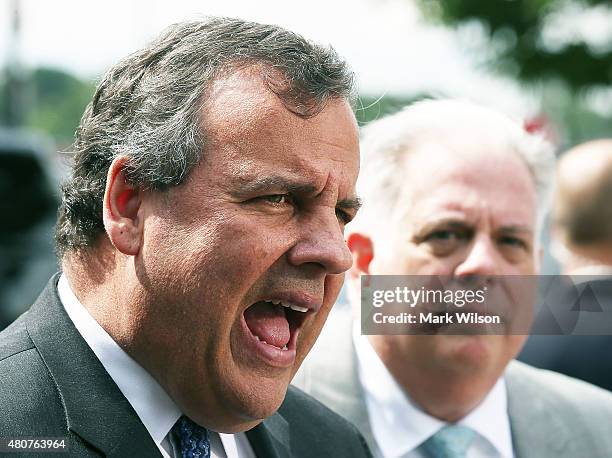 Republican presidentail candidate, New Jersey Gov. Chris Christie speaks after receiving the endorsement of Maryland Gov. Larry Hogan during a...