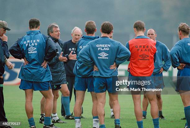Manager Terry Venables at a training session of the England national football team at the Bisham Abbey sports centre in Berkshire, 10th November 1995.